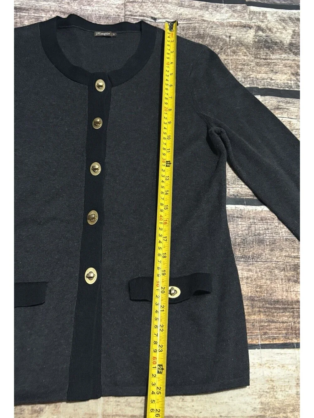 J Mclaughlin Cardigan Sweater Womens Small Gold Lock Buttons Ponte